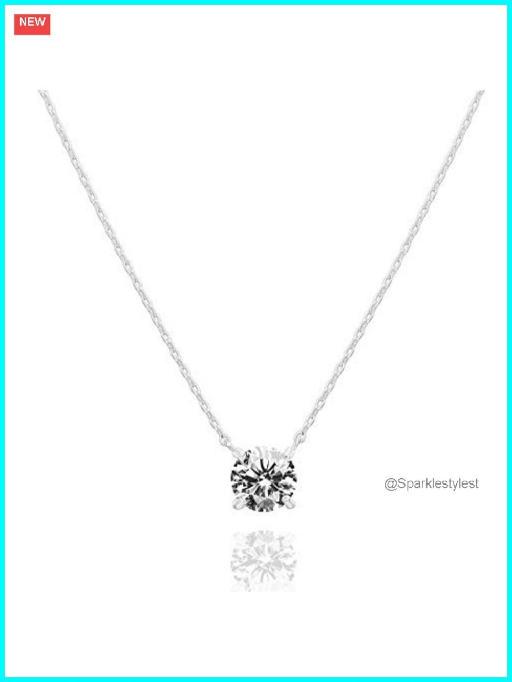 14K Gold Plated Cubic Zirconia Solitaire Pendant Necklace 18in Dainty Choker